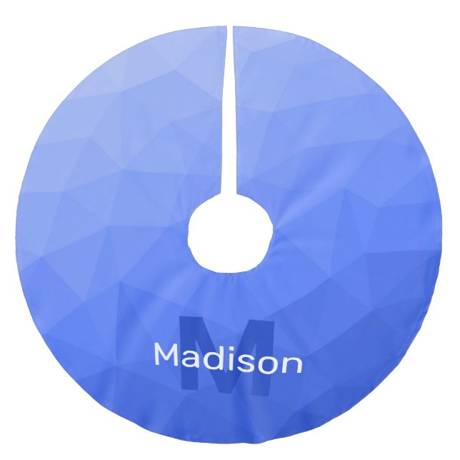 Dark blue geometric mesh pattern Monogram Brushed Polyester Tree Skirt (Front)