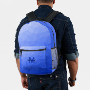 Dark blue geometric mesh pattern Monogram Printed Backpack