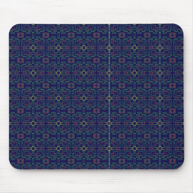 Dark Blue Geometric Mousepad (Front)