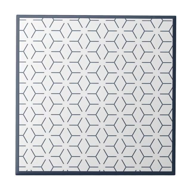 Dark Blue Geometric Pattern Tile (Front)