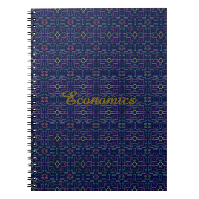 Dark Blue Geometric Spiral Photo Notebook (Front)