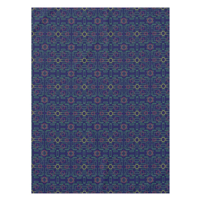 Dark Blue Geometric Tablecloth (Front)