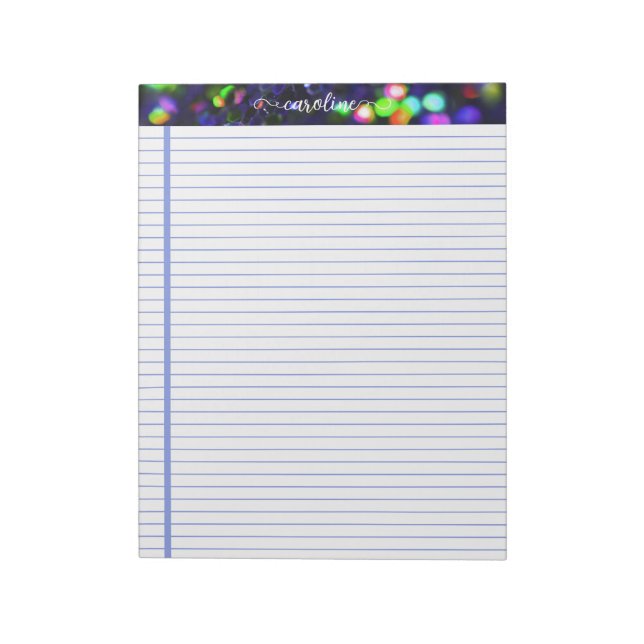 Dark Blue Glitter Lined Personalised Notepad (Rotated)