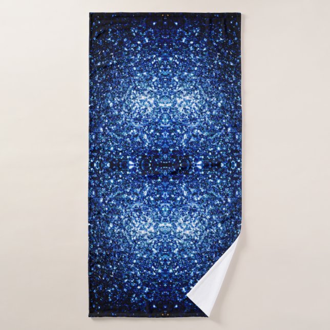 Dark Blue glitter sparkles Bath Towel (Bath Towel)