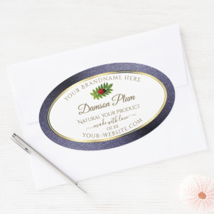 Dark Blue Glitter White Gold Product Label Ladybug