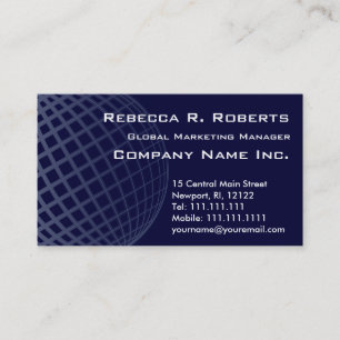 Dark Blue Globe International Marketing Corporate Business Card