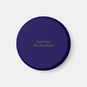 Dark Blue & Gold Cute Minimalist Own Name Magnet