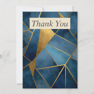 Dark Blue & Gold Geometric Thank You Card