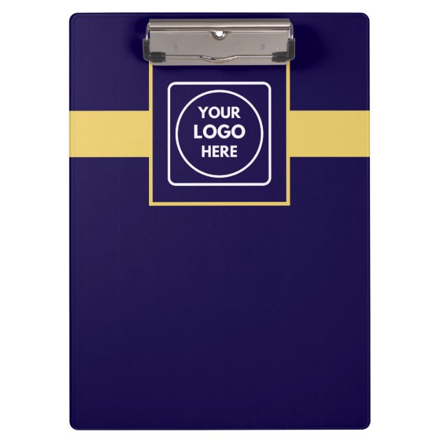 Dark Blue Gold Logo Pro Business clipboard (Front)