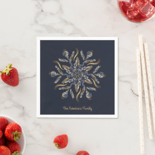 Dark Blue & Gold Midnight Sparkle Stars New Year  Napkin