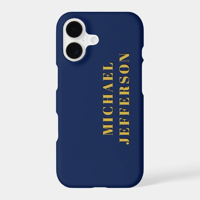 Dark Blue & Gold Minimalist Plain Modern Own Name (Back)