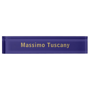 Dark Blue & Gold Professional Trendy Minimalist Nameplate