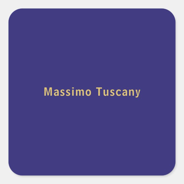 Dark Blue & Gold Professional Trendy Minimalist Square Sticker (Front)