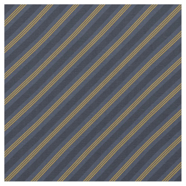 Dark Blue & Gold Stripes Fabric (Close Up)