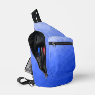 Dark blue gradient geometric mesh pattern sling bag