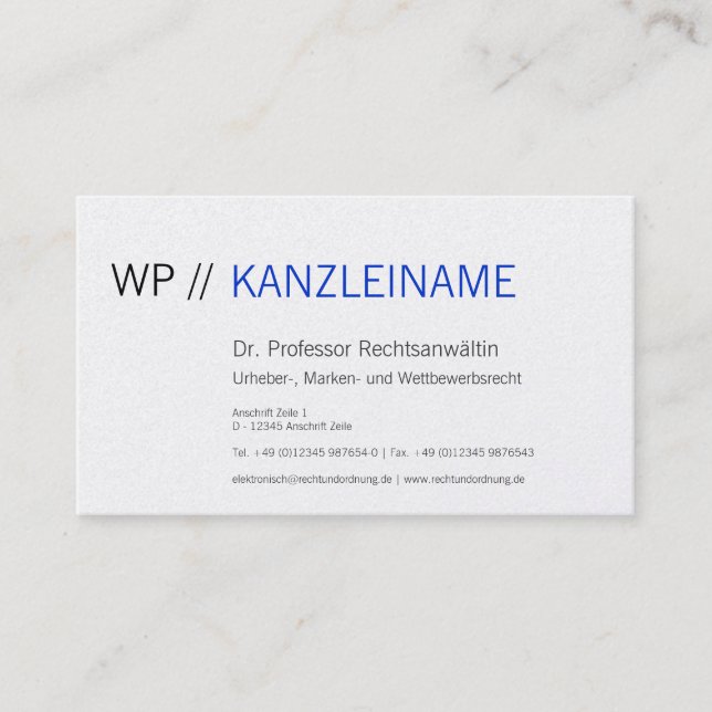 dark blue, grafical business card (Front)