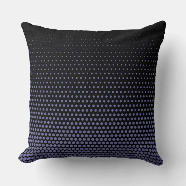 Dark blue-gray Techno Dots Modern Black Cushion (Front)