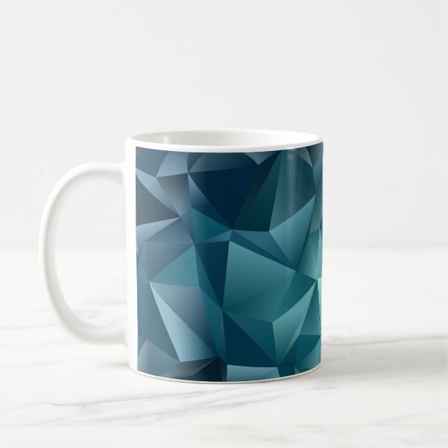 Dark Blue Green: Abstract Crystal Design Coffee Mug (Left)