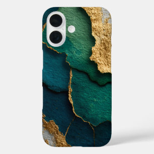 Dark Blue, Green & Gold iPhone 16 Case