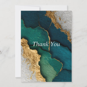 Dark Blue, Green & Gold Thank You Card