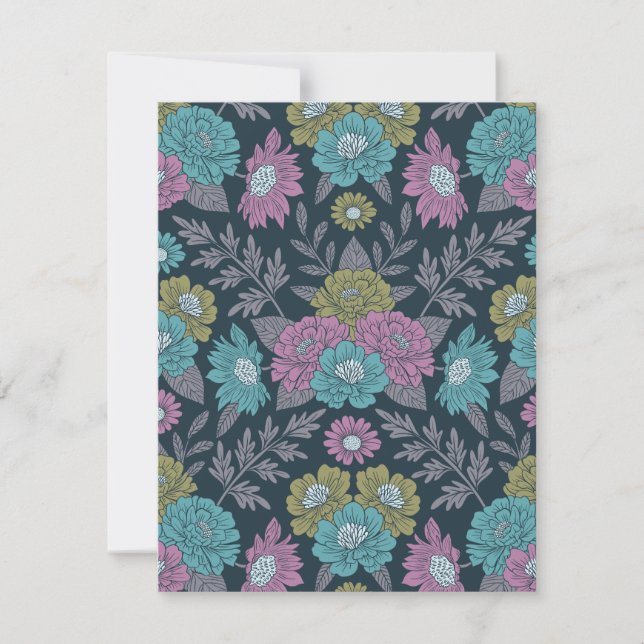 Dark Blue, Green & Purple Floral Card (Front)