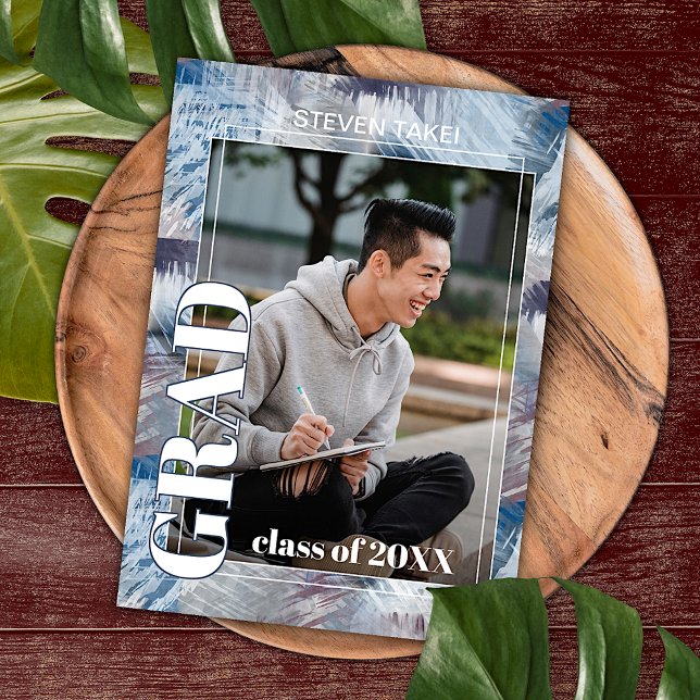 Dark Blue Grey Abstract Graduation Announcement (Creator Uploaded)