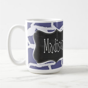 Dark Blue-Grey Giraffe Animal Print; Chalkboard Coffee Mug