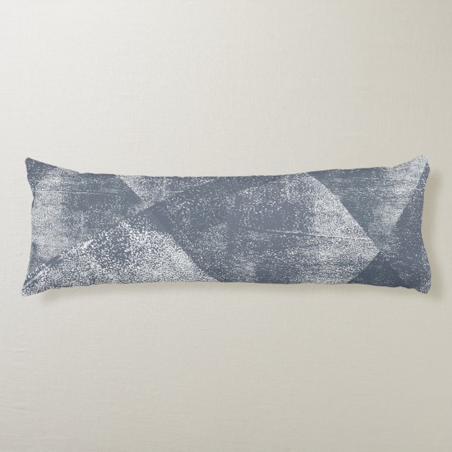 Dark Blue-Grey Minimal Geometric Ink Texture Body Cushion (Front)