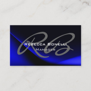 Dark Blue Grey Monogram Manager Business Card