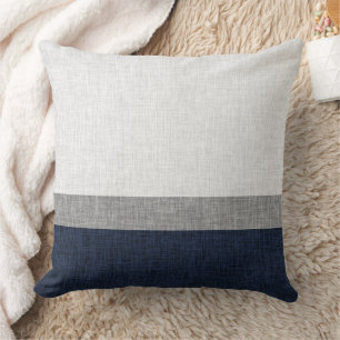Dark Blue Grey Stripe Crosshatch Pattern Cushion