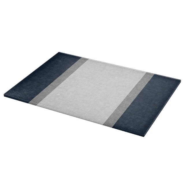 Dark Blue Grey Stripe Crosshatch Pattern Cutting Board (Corner)