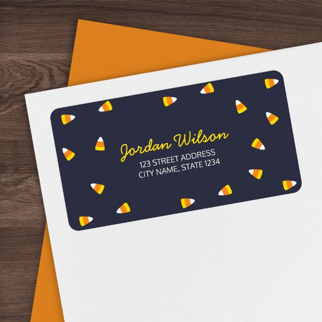 Dark Blue Halloween Candy Corn Address Label (Creator Uploaded)