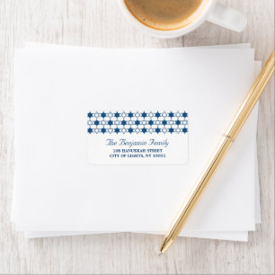 Dark Blue Hanukkah Stars Of David Pattern Address Label