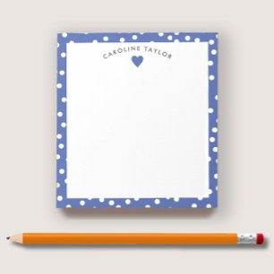 Dark Blue Heart & Dots Cute Girly Custom Notepad