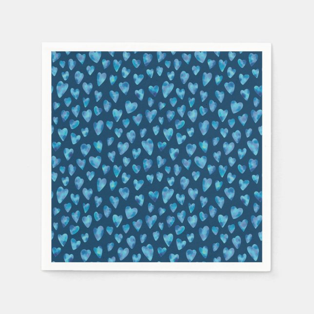 Dark Blue Heart pattern Napkin (Front)