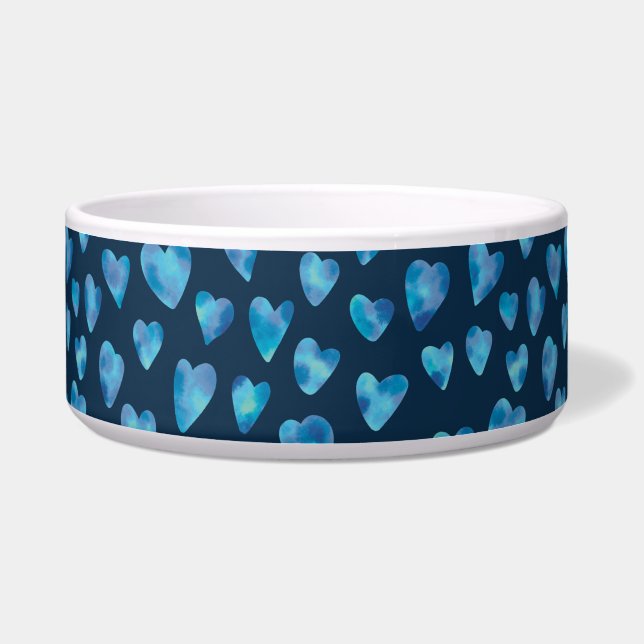 Dark Blue Heart Pet Bowl (Front)