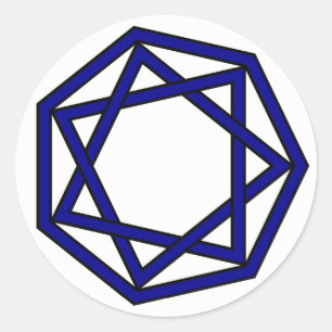 Dark Blue Heptagram in Heptagon Classic Round Sticker