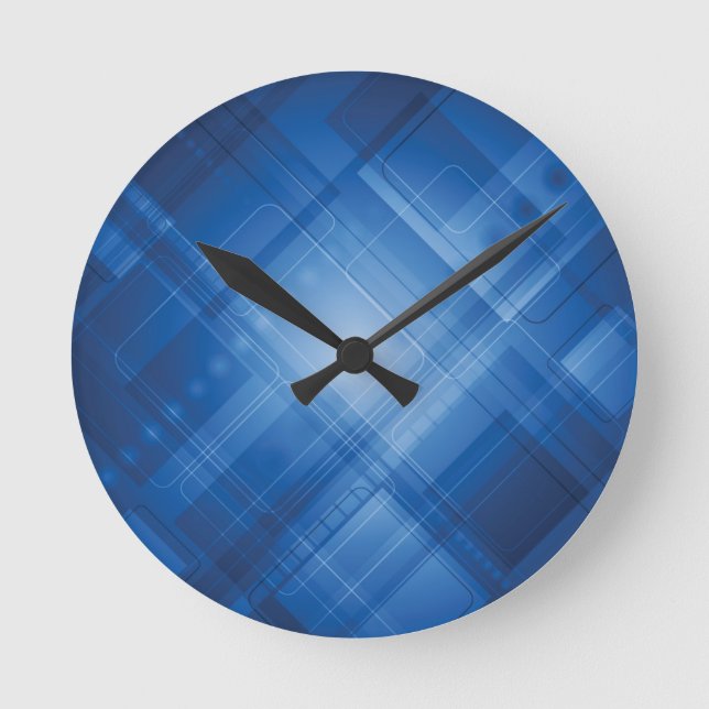 Dark blue hi-tech background round clock (Front)