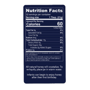 Dark Blue Honey Jar Nutrition Facts