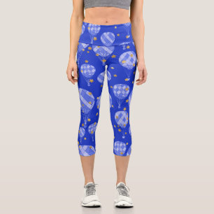 Dark Blue Hot Air Balloon Design Capris