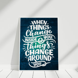 Dark Blue Inspirational Quote Typography Wall Art