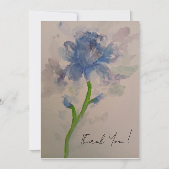 Dark blue Iris Thank You Card (Front)
