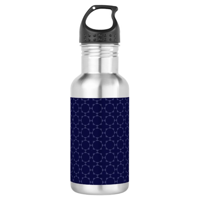 Dark Blue Islamic Geometric Pattern 532 Ml Water Bottle (Front)