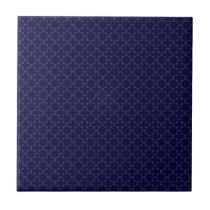 Dark Blue Islamic Geometric Pattern Ceramic Tile