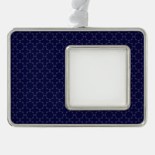 Dark Blue Islamic Geometric Pattern Silver Plated Framed Ornament