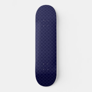 Dark Blue Islamic Geometric Pattern Skateboard