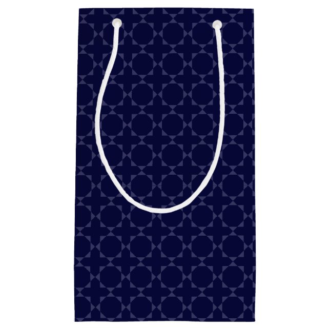 Dark Blue Islamic Geometric Pattern Small Gift Bag (Front)