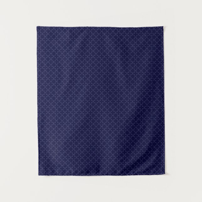 Dark Blue Islamic Geometric Pattern Tapestry (Front)