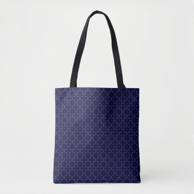 Dark Blue Islamic Geometric Pattern Tote Bag (Front)