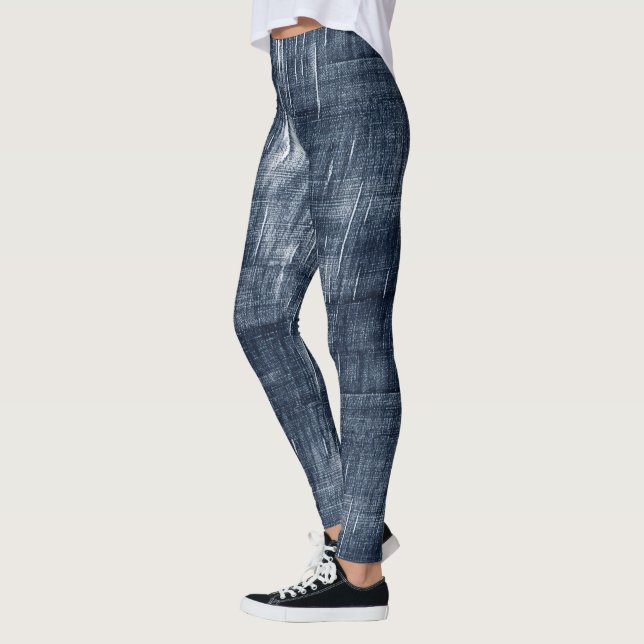 Dark Blue Jean Faux Denim (not actual denim) Leggings (Left)